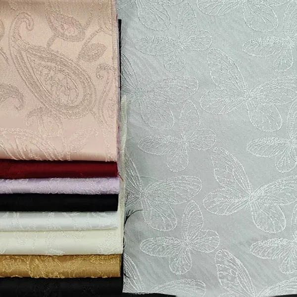 96% Poliester 4% Spandex Kain Bahan Pakaian Lembut Selesa untuk Pakaian Kain Jacquard Satin