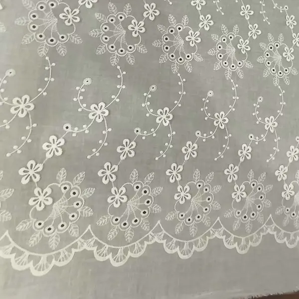 Kain kelopak lace kapas bersulam