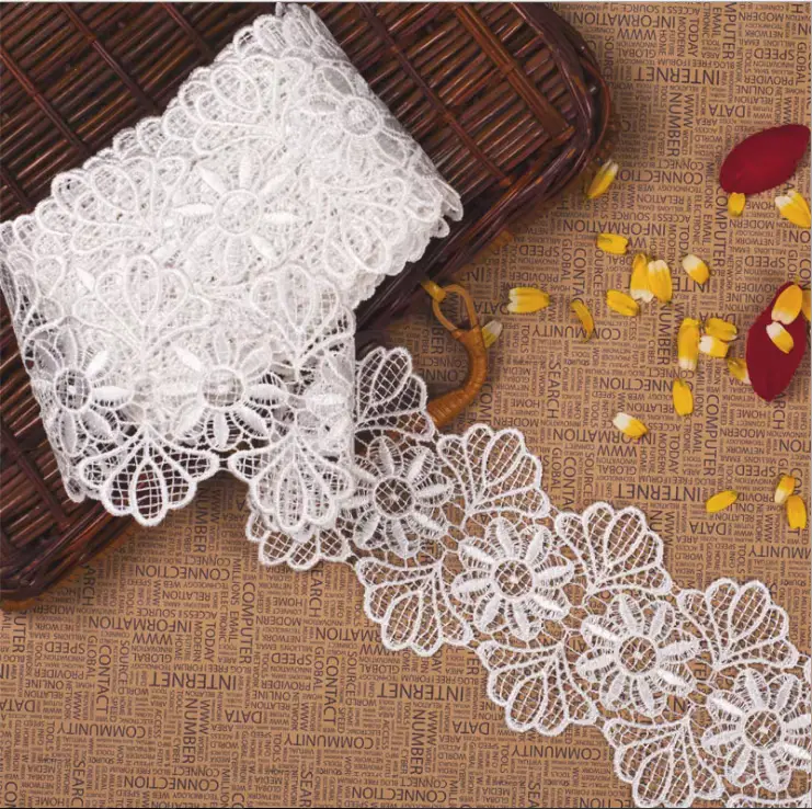 Customizable Fashionable White Milk Silk Embroidered Lace Clothing Accessories Customizable Fashionable White Milk Silk Embroidered Lace Clothing Accessories