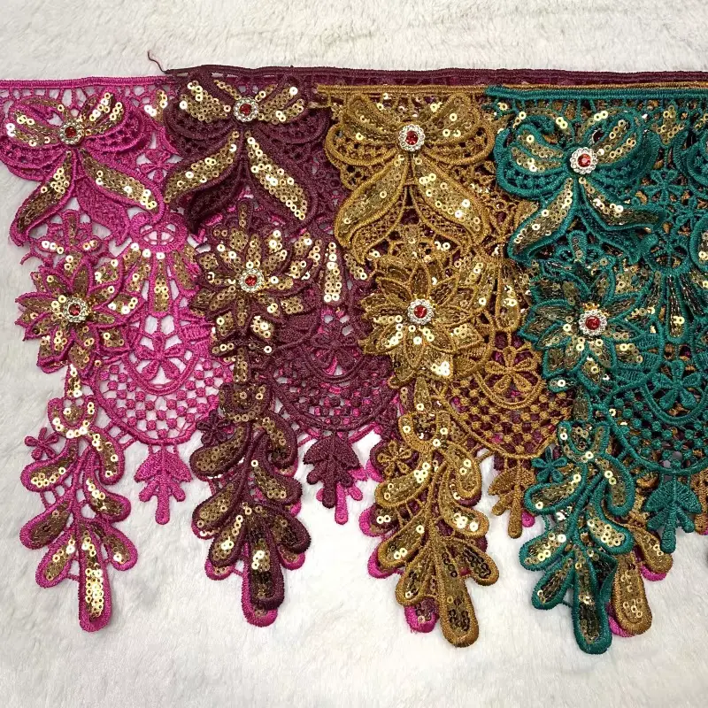 Fashionable High Quality Short Three Dimensional Floral Sequin Lace Suitable For Dresses And Other Accessories