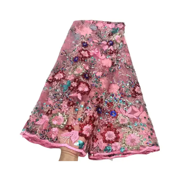 New Arrival Fashion Luxury 3d Embroidery Sequin Lace Fabric Liturgical Lace Fabric