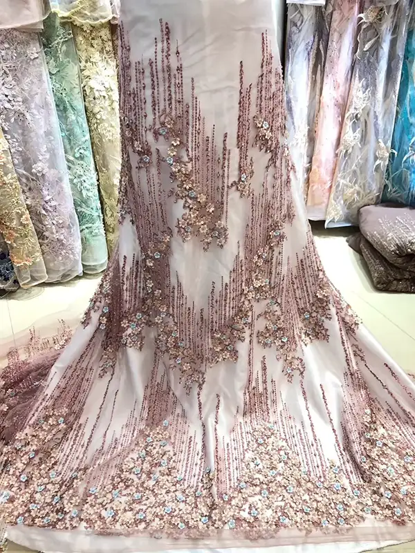 New Arrival Fashion Luxury 3d Embroidery Sequin Lace Fabric Liturgical Lace Fabric