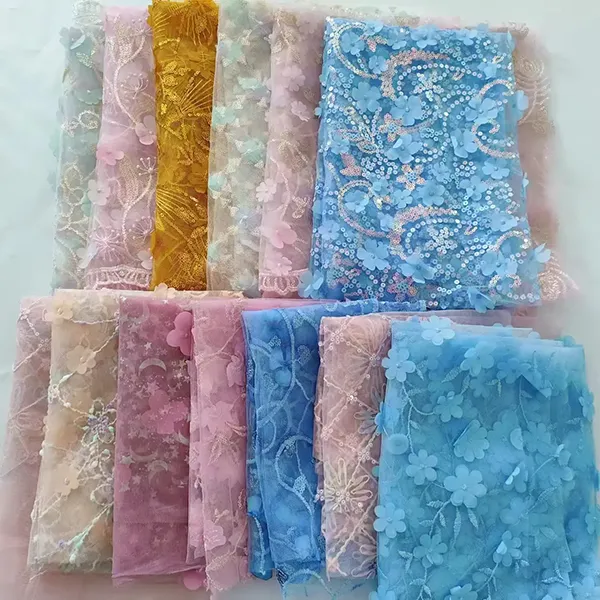 Wholesale Embroidery Birds And Flowers Pattern Chemical Lace Embroidery Tulle Fabric Wholesale Embroidery Birds And Flowers Pattern Chemical Lace Embroidery Tulle Fabric