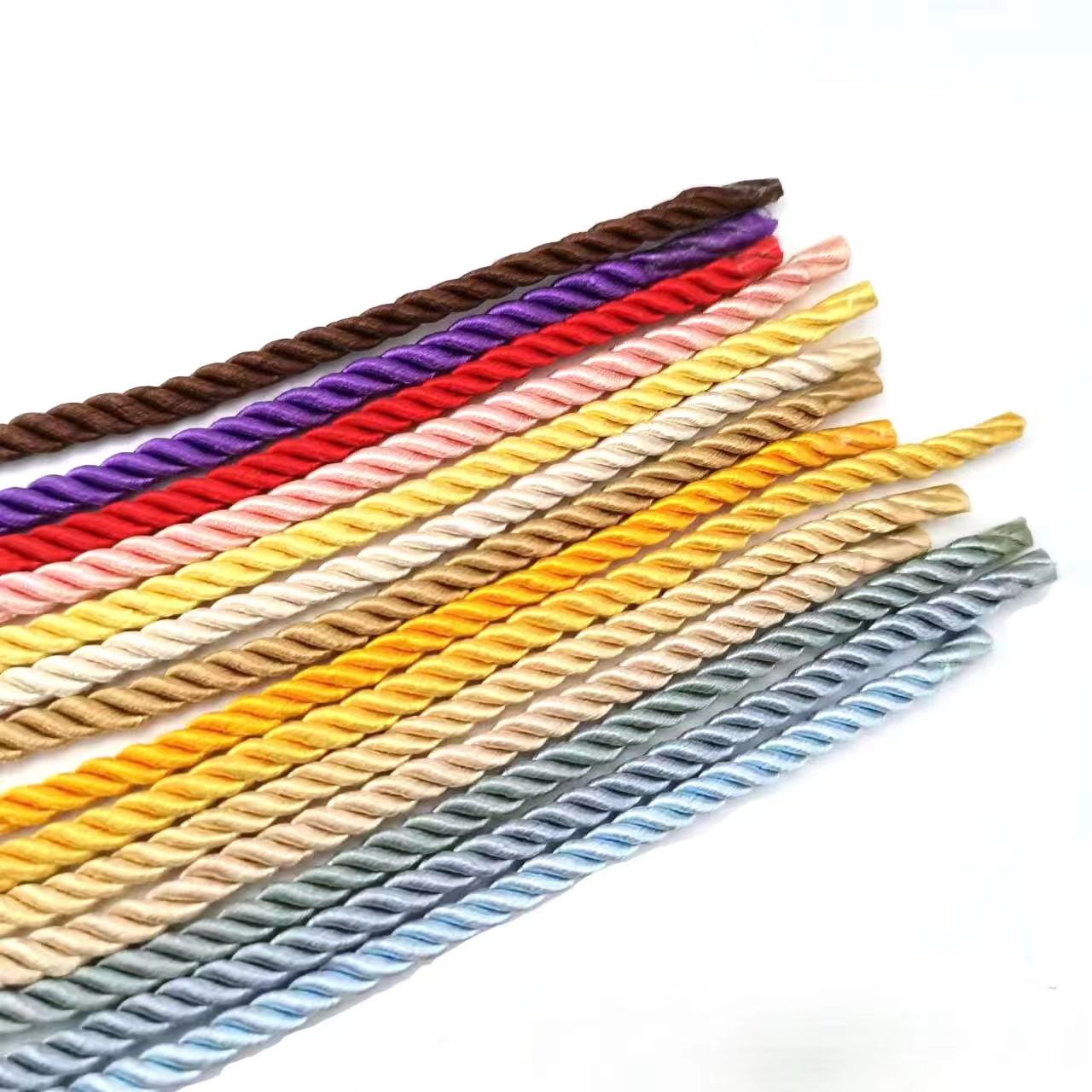 Warna pepejal 7mm helai tali sutera sutera tali sutera