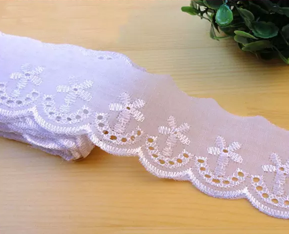 Fesyen Polyester Murah Putih TC Lace Trim, Perhiasan Berwarna TC Lace