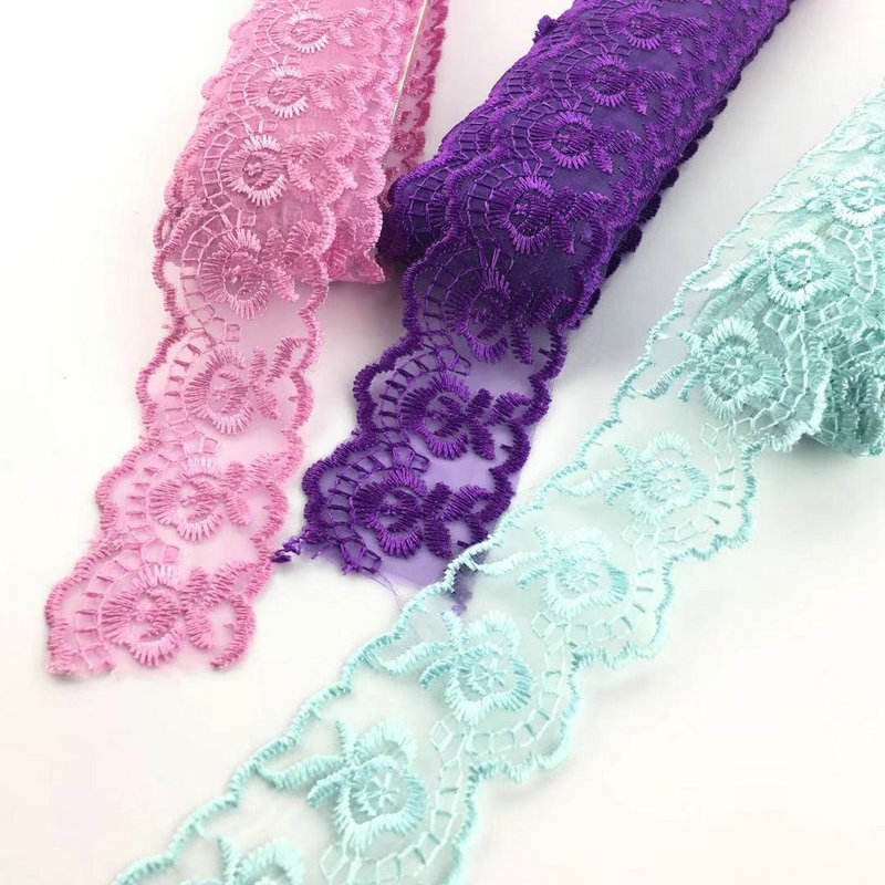 Reka bentuk klasik pelbagai warna organza renda trim sulaman organza renda borong
