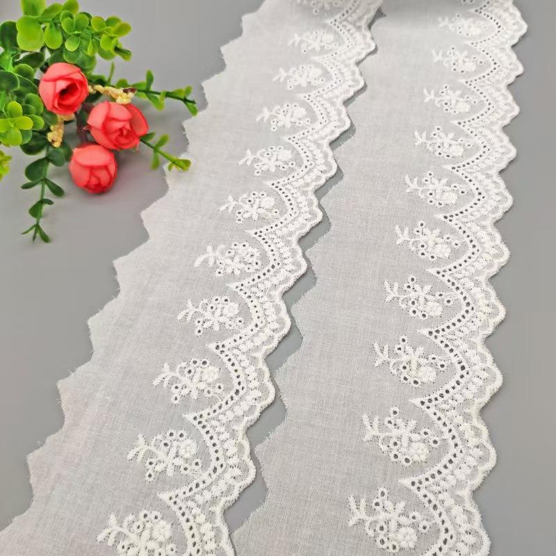 T/c kapas kapas pemangkasan kapas kapas kapas trim bunga t/c eyelet lace pemangkasan
